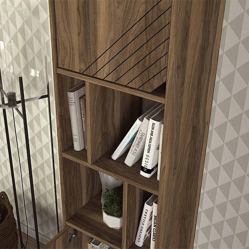 Βιβλιοθήκη Norma Megapap χρώμα καρυδί 45x35x184εκ.