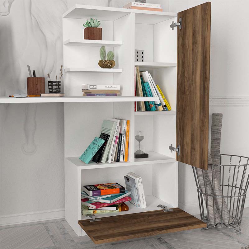 Γραφείο εργασίας Merino Megapap χρώμα λευκό - καρυδί 149,5x61,8x120εκ.