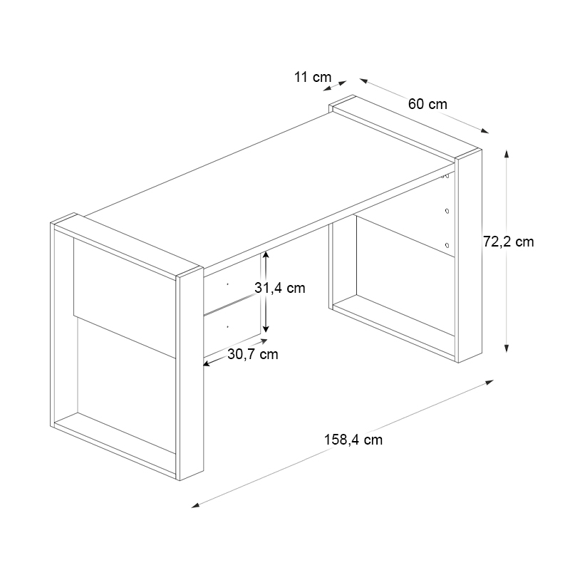 Γραφείο εργασίας Fernando Megapap χρώμα ανθρακί - sapphire oak 158,4x60x72,2εκ.