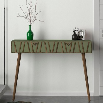 Κονσόλα επιτοίχια Forest Megapap χρώμα λαδί - καρυδί 120x35x89,3εκ.