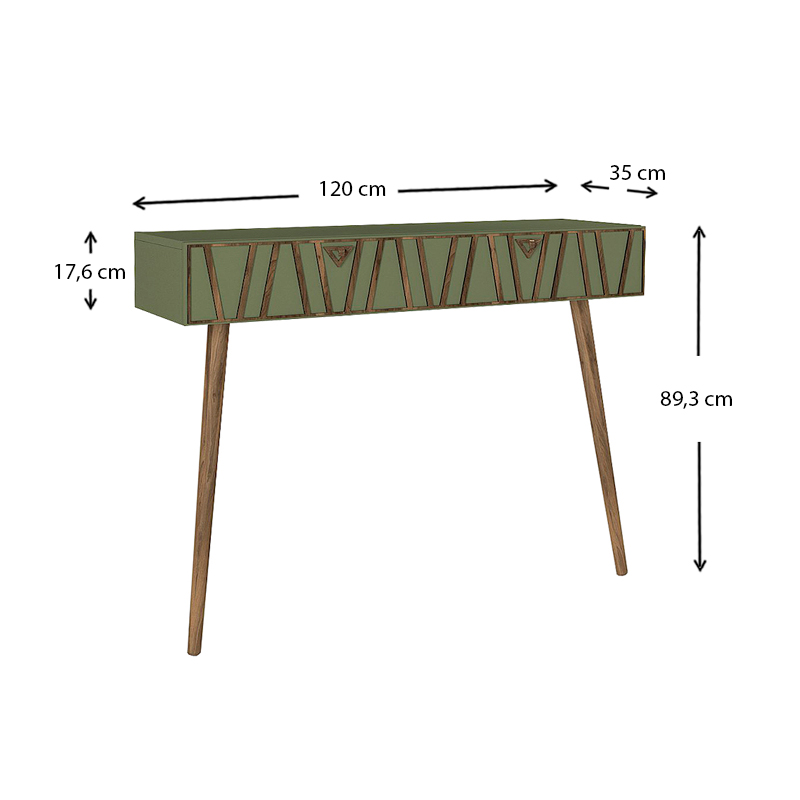 Κονσόλα επιτοίχια Forest Megapap χρώμα λαδί - καρυδί 120x35x89,3εκ.