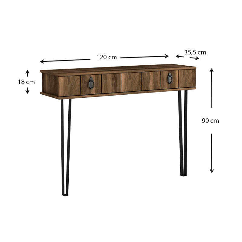 Κονσόλα επιτοίχια Ursula Megapap χρώμα καρυδί 120x35,5x90εκ.