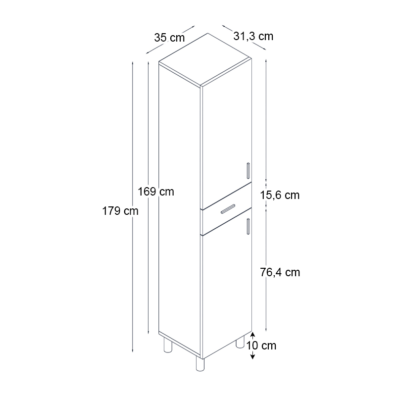 Ντουλάπι κουζίνας - μπάνιου Selina Megapap χρώμα sapphire oak 35x31x179εκ.