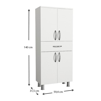 Ντουλάπι κουζίνας - μπάνιου Montana Megapap χρώμα λευκό 59,4x31,5x140εκ.