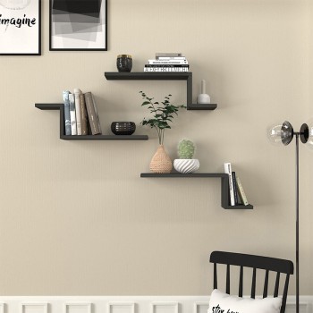 Ραφιέρα τοίχου Lowa Megapap 3 τεμαχίων χρώμα ανθρακί 57,7x14,5x18εκ.