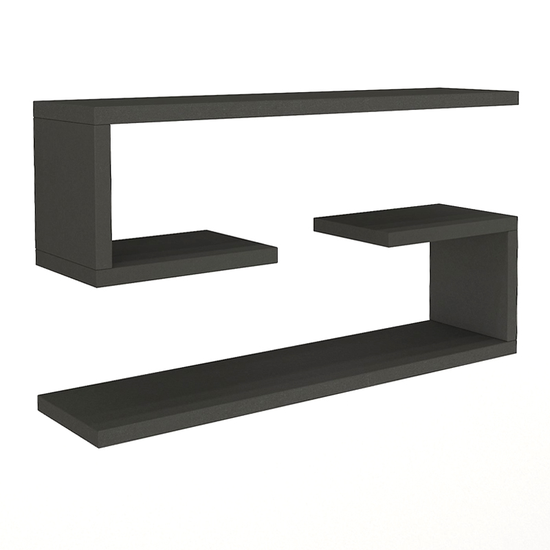 Ραφιέρα τοίχου Jenika Megapap 2 τεμαχίων χρώμα ανθρακί 60x14,5x18εκ.