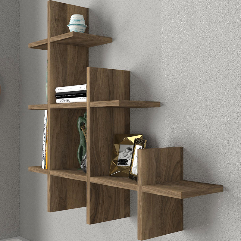 Ραφιέρα τοίχου Juke Megapap χρώμα καρυδί 81,8x18x80εκ.