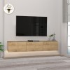 Έπιπλο τηλεόρασης επιτοίχιο Damla Megapap με LED χρώμα sapphire oak 180x29,5x29,5εκ.