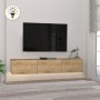 Έπιπλο τηλεόρασης επιτοίχιο Damla Megapap με LED χρώμα sapphire oak 180x29,5x29,5εκ.