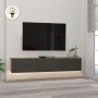 Έπιπλο τηλεόρασης επιτοίχιο Damla Megapap με LED χρώμα sapphire oak - ανθρακί 180x29,5x29,5εκ.