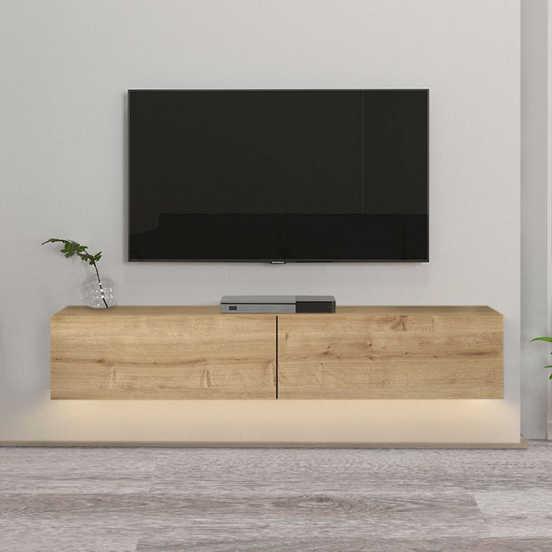 Έπιπλο τηλεόρασης επιτοίχιο Aristo Megapap με LED χρώμα sapphire oak 135x31,6x25εκ.