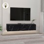 Έπιπλο τηλεόρασης επιτοίχιο Aristo Megapap με LED χρώμα μαύρο - εφέ μαρμάρου 135x31,6x25εκ.