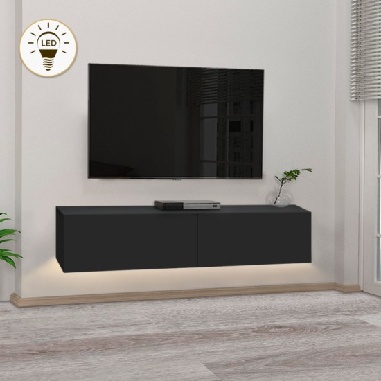 Έπιπλο τηλεόρασης επιτοίχιο Aristo Megapap με LED χρώμα μαύρο 135x31,6x25εκ. Έπιπλο τηλεόρασης επιτοίχιο Aristo Megapap με LED χρώμα μαύρο 135x31,6x25εκ.