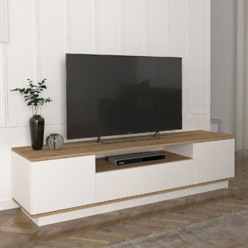 Έπιπλο τηλεόρασης Fedya Megapap χρώμα λευκό - sapphire oak 180x45x44,6εκ.