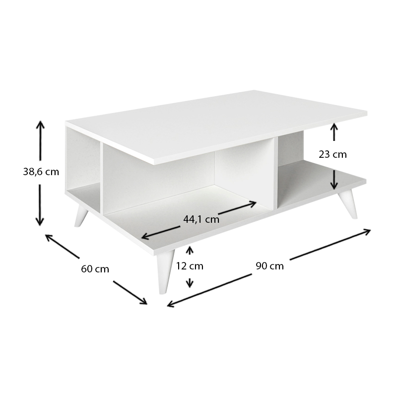 Τραπεζάκι σαλονιού Sedra Megapap χρώμα λευκό 90x60x38,6εκ.