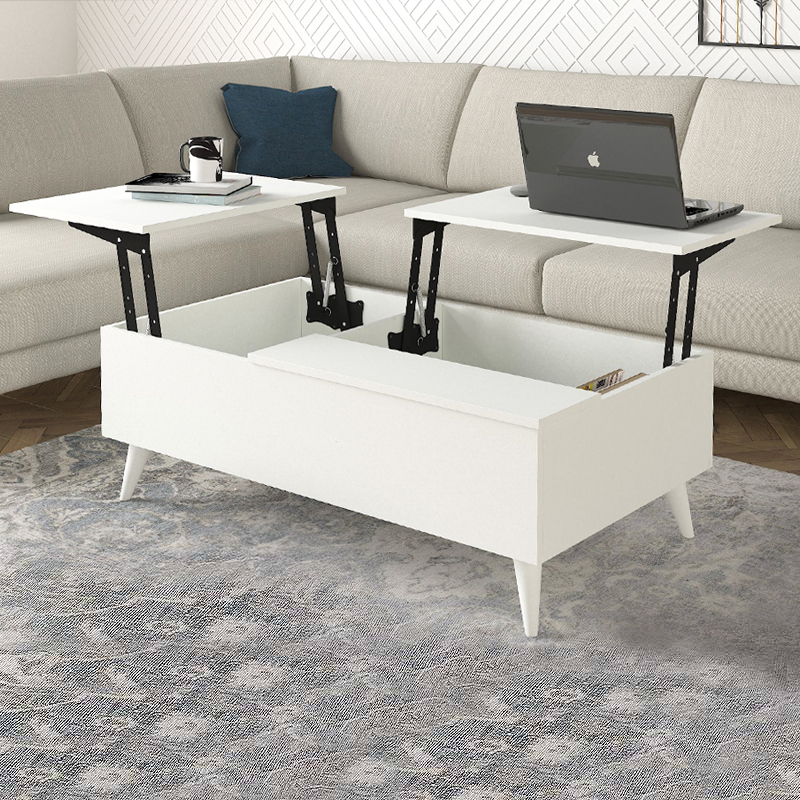 Τραπεζάκι σαλονιού Roy Megapap με σερβιτόρο χρώμα λευκό 121x69x40εκ.