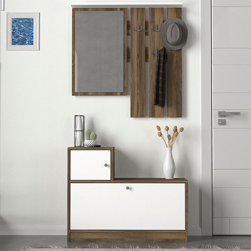 Έπιπλο εισόδου Galina Megapap χρώμα καρυδί - λευκό 91,8x27x70εκ.