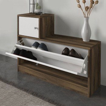 Έπιπλο εισόδου Galina Megapap χρώμα καρυδί - λευκό 91,8x27x70εκ.