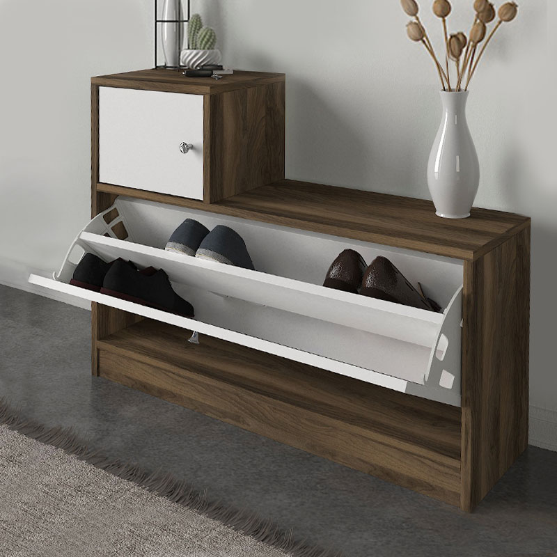 Έπιπλο εισόδου Galina Megapap χρώμα καρυδί - λευκό 91,8x27x70εκ.