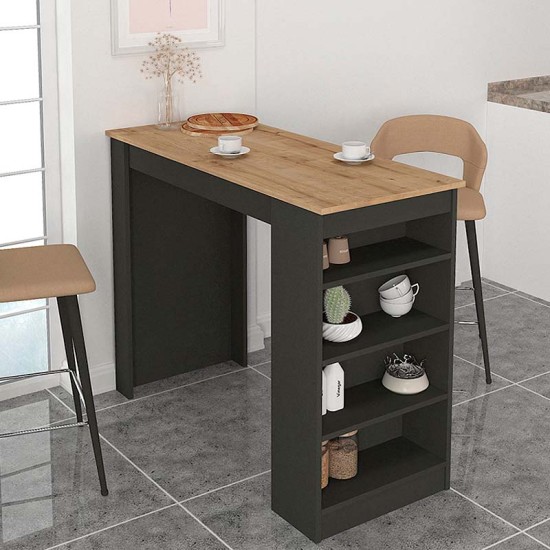 Τραπέζι μπαρ Monaco Megapap από μελαμίνη χρώμα ανθρακί - sapphire oak 120x51,6x101,8εκ. Τραπέζι μπαρ Monaco Megapap από μελαμίνη χρώμα ανθρακί - sapphire oak 120x51,6x101,8εκ.
