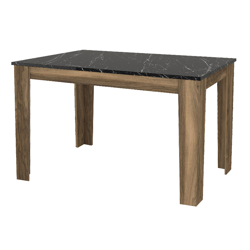 Τραπέζι Darlen Megapap χρώμα καρυδί - μαύρο εφέ μαρμάρου 110x72x74εκ.