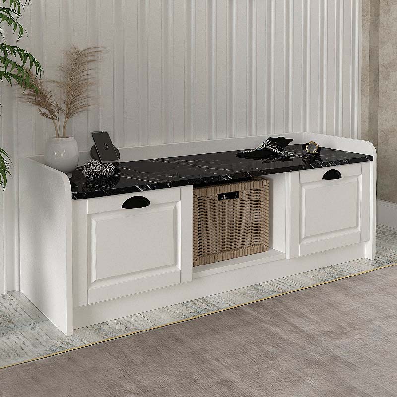 Παπουτσοθήκη Rayne Megapap χρώμα λευκό - μαύρο εφέ μαρμάρου 120x40x45εκ.