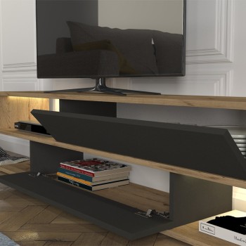 Σύνθεση τηλεόρασης Manet Megapap με LED χρώμα sepet oak - ανθρακί 180x29,5x39εκ.