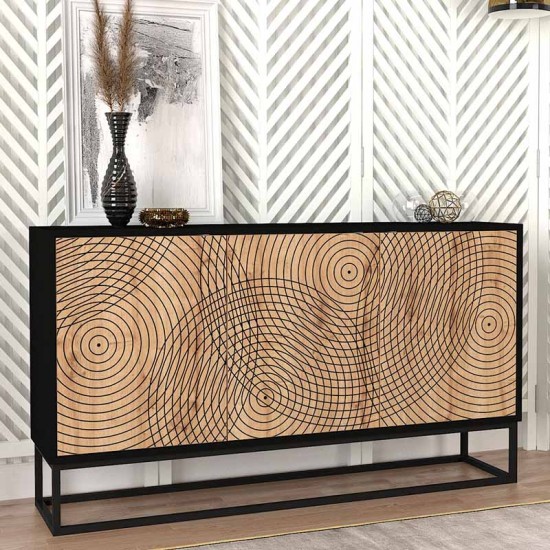 Μπουφές μελαμίνης Themis Megapap χρώμα μαύρο - sapphire oak 150x35x83,6εκ. Μπουφές μελαμίνης Themis Megapap χρώμα μαύρο - sapphire oak 150x35x83,6εκ.