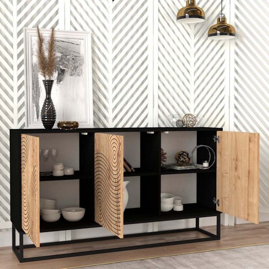 Μπουφές μελαμίνης Themis Megapap χρώμα μαύρο - sapphire oak 150x35x83,6εκ. Μπουφές μελαμίνης Themis Megapap χρώμα μαύρο - sapphire oak 150x35x83,6εκ.