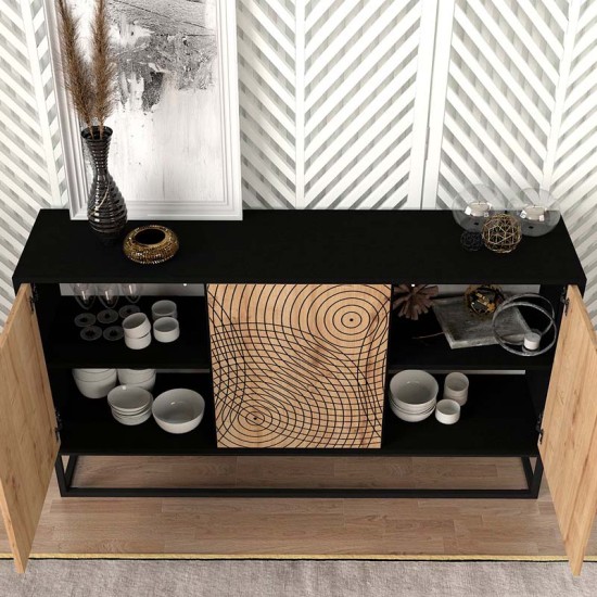 Μπουφές μελαμίνης Themis Megapap χρώμα μαύρο - sapphire oak 150x35x83,6εκ. Μπουφές μελαμίνης Themis Megapap χρώμα μαύρο - sapphire oak 150x35x83,6εκ.