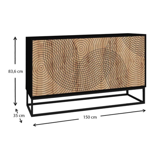 Μπουφές μελαμίνης Themis Megapap χρώμα μαύρο - sapphire oak 150x35x83,6εκ. Μπουφές μελαμίνης Themis Megapap χρώμα μαύρο - sapphire oak 150x35x83,6εκ.