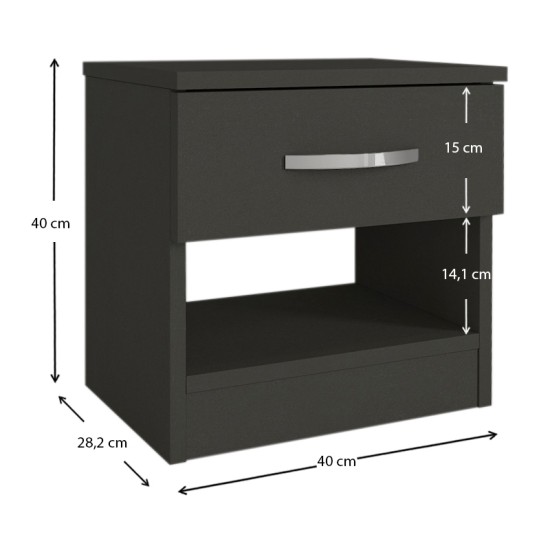 Κομοδίνο μελαμίνης Lube Megapap χρώμα ανθρακί 40x28,2x40εκ. Κομοδίνο μελαμίνης Lube Megapap χρώμα ανθρακί 40x28,2x40εκ.