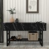 Κονσόλα Aron Megapap χρώμα μαύρο εφέ μαρμάρου 138,8x41x75,7εκ.