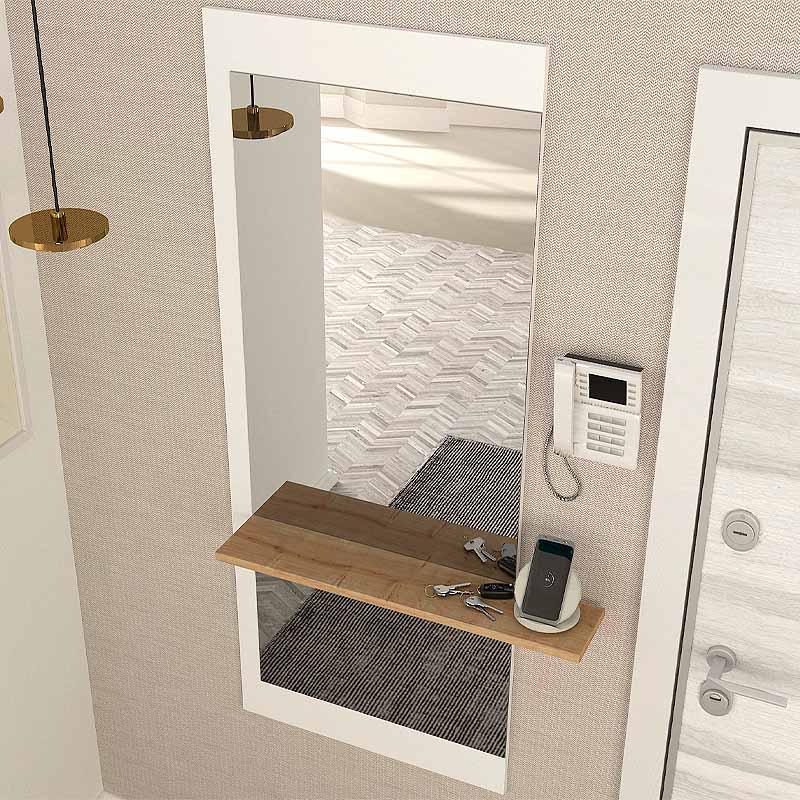 Καθρέπτης τοίχου Piyar Μegapap χρώμα λευκό 60x14,6x150εκ.