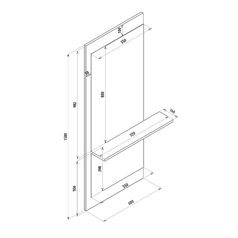Καθρέπτης τοίχου Piyar Μegapap χρώμα λευκό 60x14,6x150εκ.
