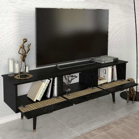 Έπιπλο τηλεόρασης Bolea Megapap χρώμα modern black 150x35x49,7 εκ. Έπιπλο τηλεόρασης Bolea Megapap χρώμα modern black 150x35x49,7 εκ.