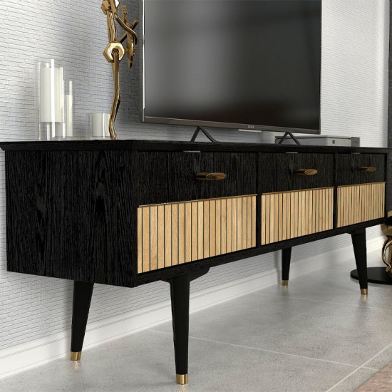Έπιπλο τηλεόρασης Bolea Megapap χρώμα modern black 150x35x49,7 εκ. Έπιπλο τηλεόρασης Bolea Megapap χρώμα modern black 150x35x49,7 εκ.