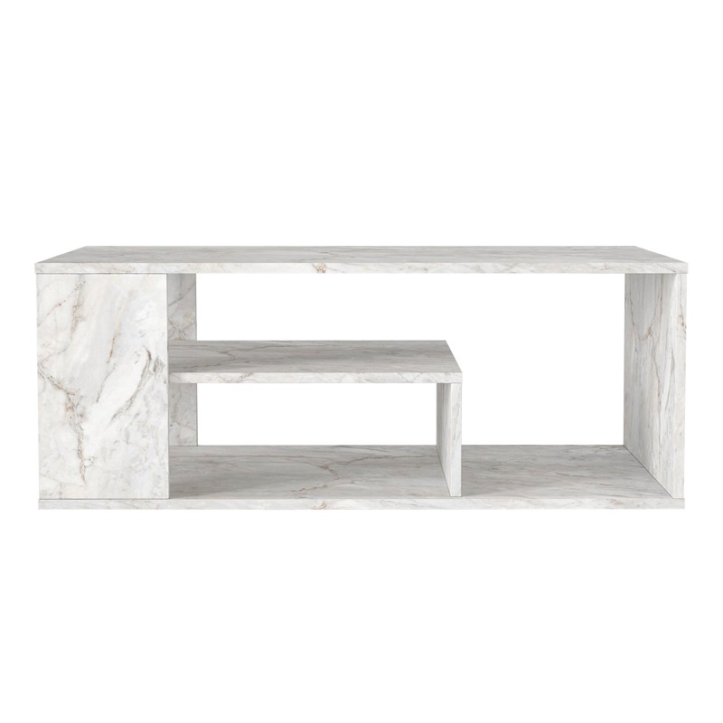 Τραπεζάκι σαλονιού Abdera Megapap χρώμα λευκό εφέ μαρμάρου 110x60x42εκ.
