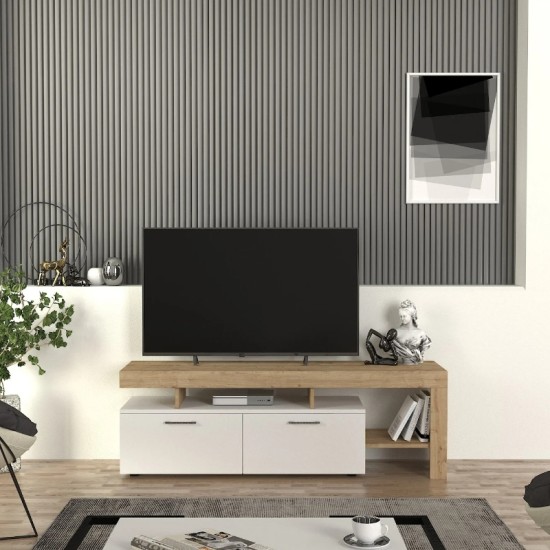 Έπιπλο τηλεόρασης Acnes Megapap χρώμα λευκό - sapphire oak 160x40x53εκ. Έπιπλο τηλεόρασης Acnes Megapap χρώμα λευκό - sapphire oak 160x40x53εκ.