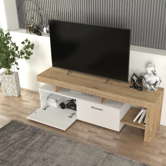 Έπιπλο τηλεόρασης Acnes Megapap χρώμα λευκό - sapphire oak 160x40x53εκ. Έπιπλο τηλεόρασης Acnes Megapap χρώμα λευκό - sapphire oak 160x40x53εκ.