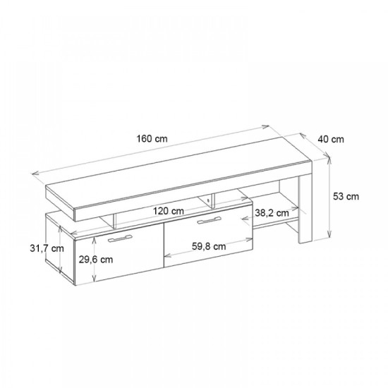 Έπιπλο τηλεόρασης Acnes Megapap χρώμα λευκό - sapphire oak 160x40x53εκ. Έπιπλο τηλεόρασης Acnes Megapap χρώμα λευκό - sapphire oak 160x40x53εκ.
