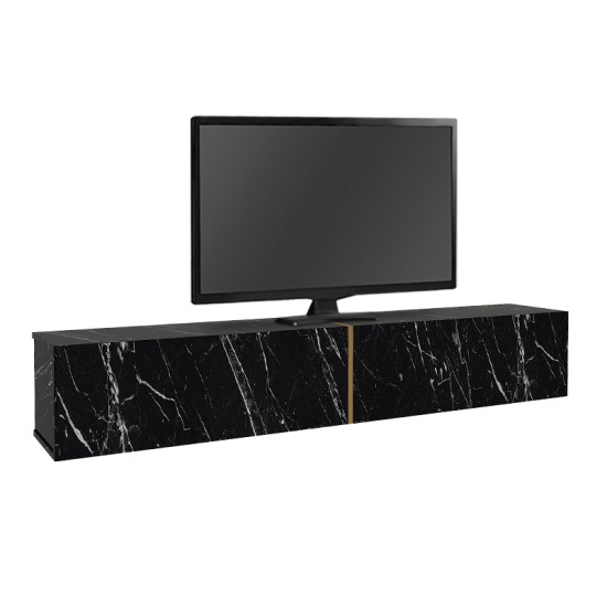 Έπιπλο τηλεόρασης επιτοίχιο Figure Megapap με LED χρώμα μαύρο εφέ μαρμάρου 181,8x31,7x30εκ. Έπιπλο τηλεόρασης επιτοίχιο Figure Megapap με LED χρώμα μαύρο εφέ μαρμάρου 181,8x31,7x30εκ.
