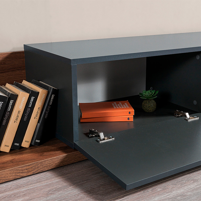 Έπιπλο τηλεόρασης Enstey Megapap επεκτεινόμενο χρώμα καρυδί - ανθρακί 260x41,8x33,5εκ.