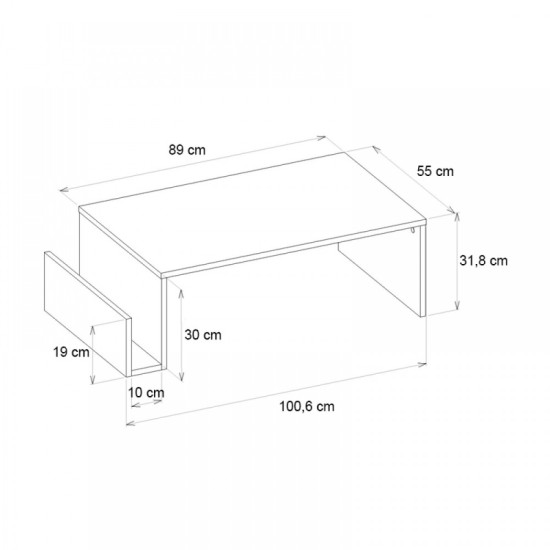 Τραπεζάκι σαλονιού Regnar Megapap χρώμα sapphire oak 100,6x55x31,8εκ. Τραπεζάκι σαλονιού Regnar Megapap χρώμα sapphire oak 100,6x55x31,8εκ.