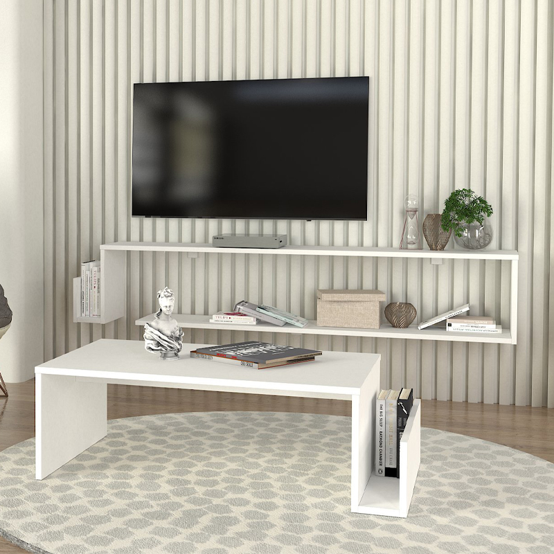 Έπιπλο τηλεόρασης επιτοίχιο Regnar Megapap χρώμα λευκό 168,6x25x31,8εκ.