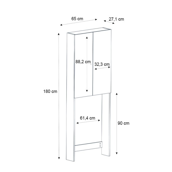 Έπιπλο πλυντηρίου Romme Megapap χρώμα sepet oak 65x27,1x180εκ.