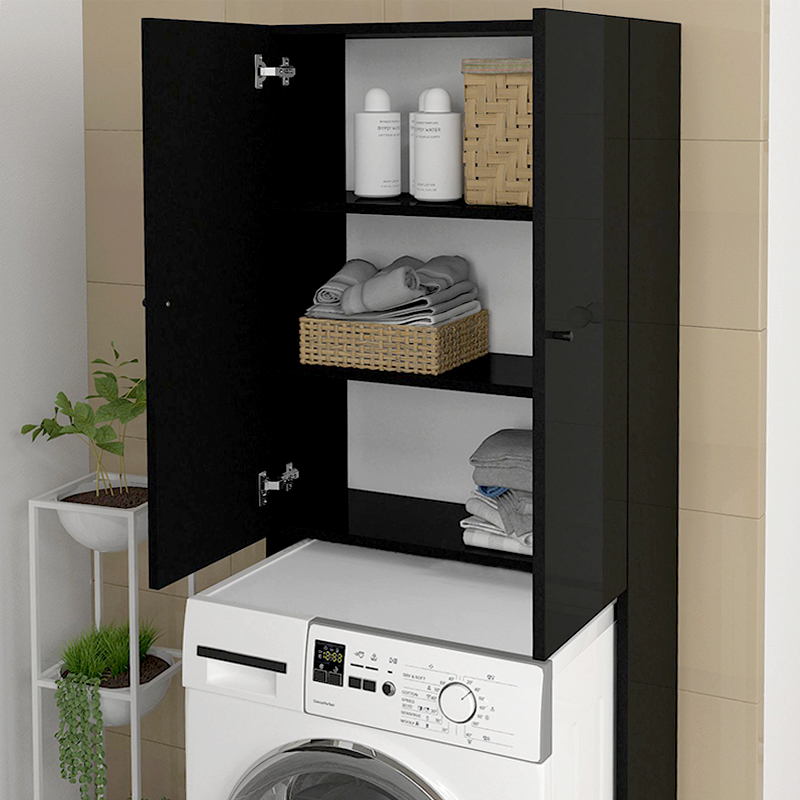 Έπιπλο πλυντηρίου Romme Megapap χρώμα μαύρο 65x27,1x180εκ.