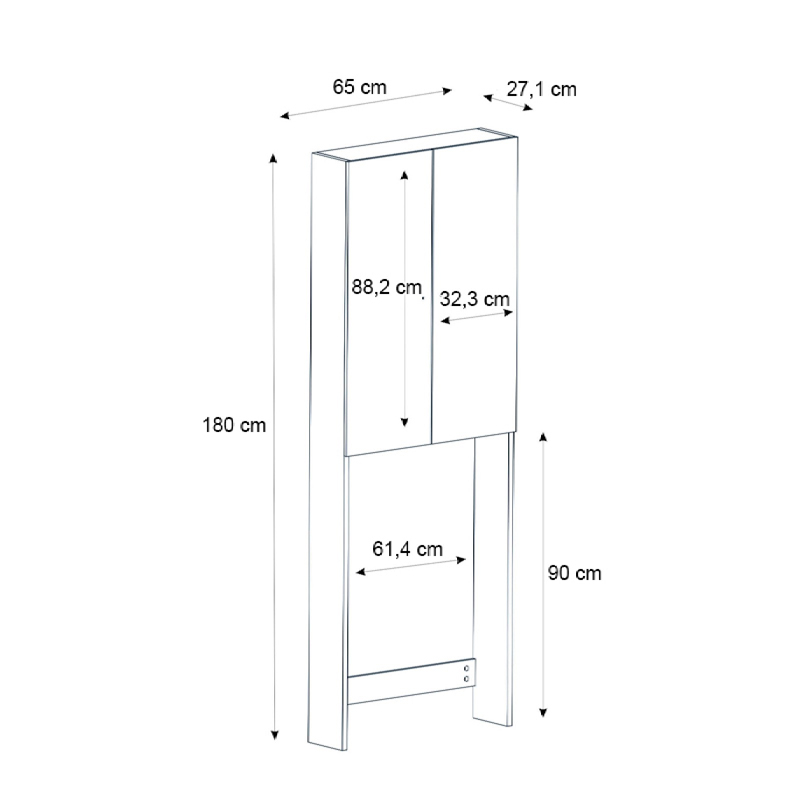 Έπιπλο πλυντηρίου Romme Megapap χρώμα μαύρο 65x27,1x180εκ.