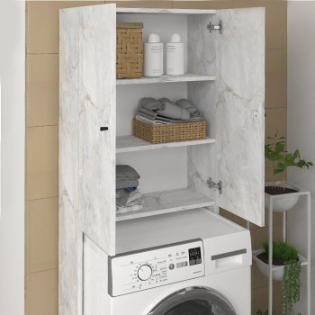 Έπιπλο πλυντηρίου Romme Megapap χρώμα λευκό εφέ μαρμάρου 65x27,1x180εκ.