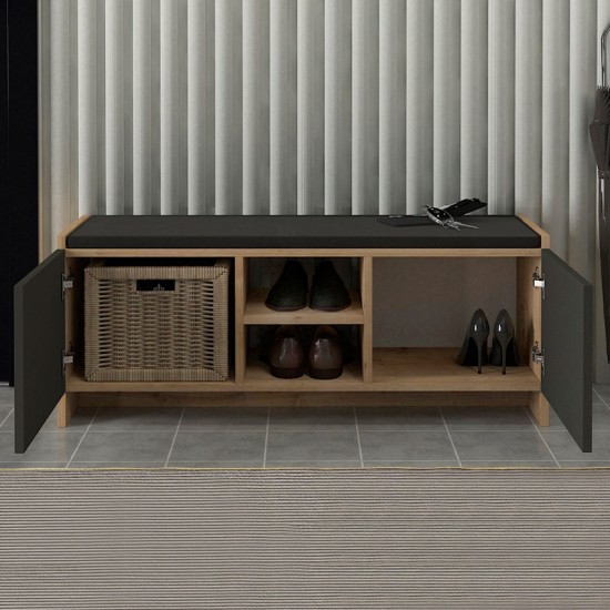 Παπουτσοθήκη Verly Megapap χρώμα sapphire oak - ανθρακί 110x33,2x43εκ. Παπουτσοθήκη Verly Megapap χρώμα sapphire oak - ανθρακί 110x33,2x43εκ.